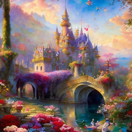 Watercolor beautiful fairytale castle by Pino Daeni,... | OpenArt