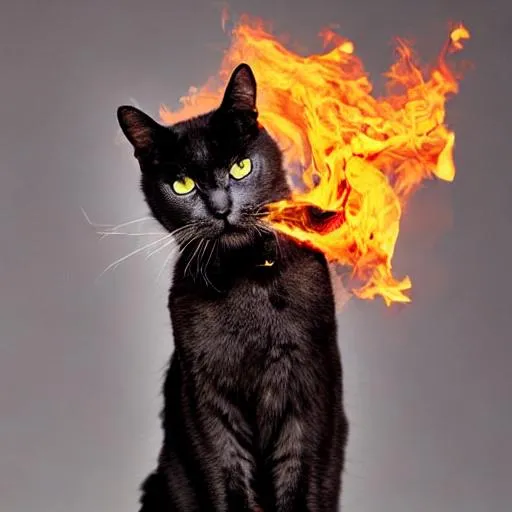 Prompt: cat black on fire
