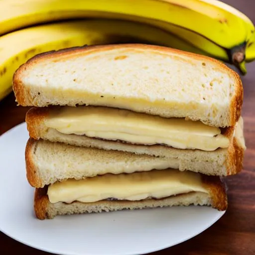 Prompt: banana cheese sandwich with banana cheese milkshake