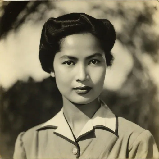 Prompt: (RAW photo), rural tropical, mountains, half body, pretty Indonesian woman, (1940s, 1940s nurses uniform), (round face, high cheekbones, almond-shaped brown eyes, epicanthic fold, short bob black hair, small delicate nose, slightly flattened nose bridge, wide nasal base, full luscious lips, light tan skin), REALISM, HYPERREALISM, RAW, PHOTO, INTRICATE DETAIL, OCTANE RENDER, 4K, 8K, 16K, 32K, 64K, SHOT 128K COLOR, PORE SKIN, HDR, UHD