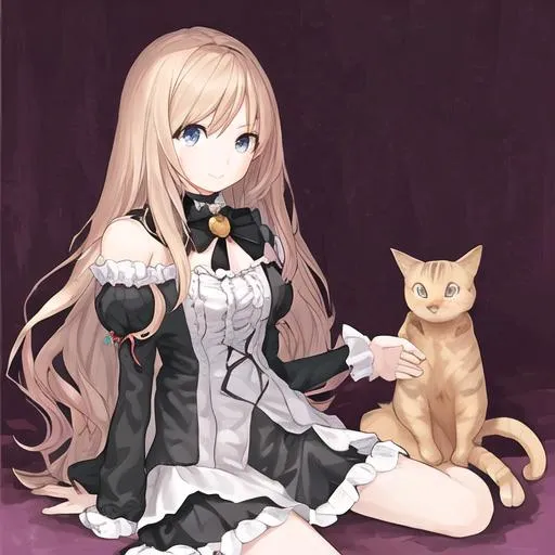 Prompt: A anime girl holding a cat