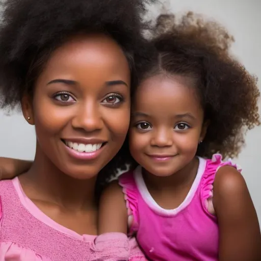 Prompt: Black girl and her young daughter