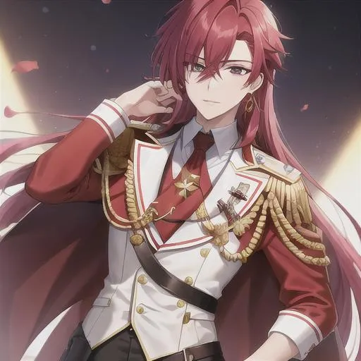 Prompt: Zerif (Red half-shaved hair covering his right eye) 4k, wearing a royal uniform