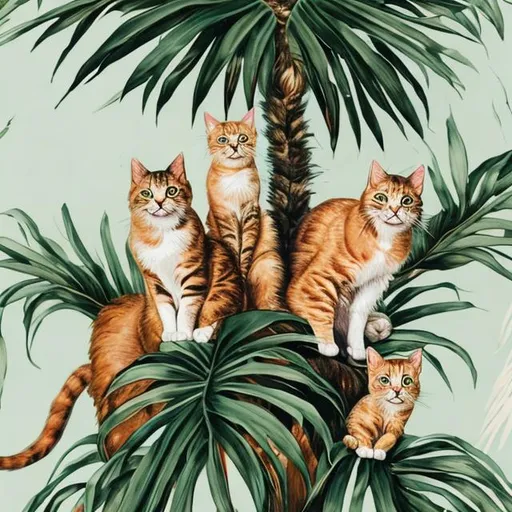 Prompt: Cats on a palm tree 