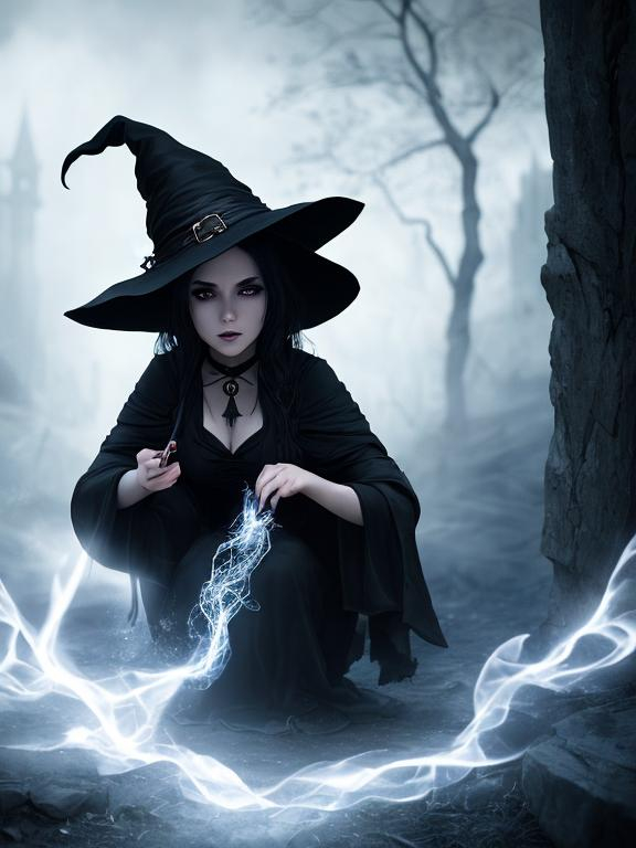 A female witch stealing someones soul, epic, dark fa...