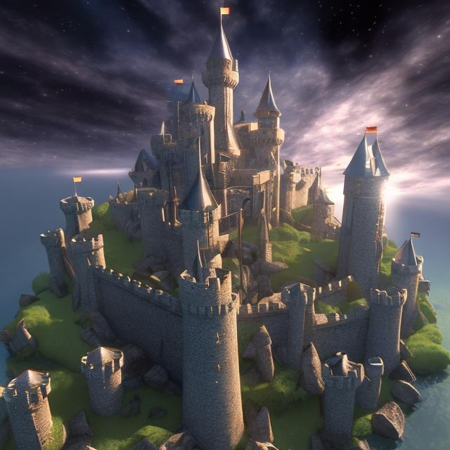 3d castle with a cool background | OpenArt