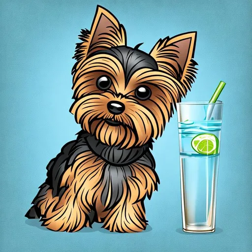 Prompt: Yorkie vector with drink water