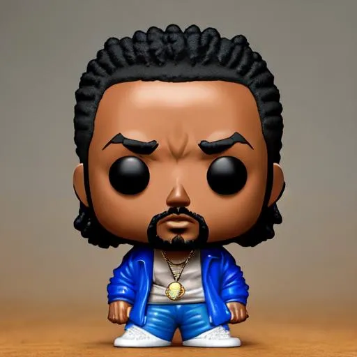 Prompt: Funko pop version of Kendrick Lamar made of shiny gloss cast die center shot front lit