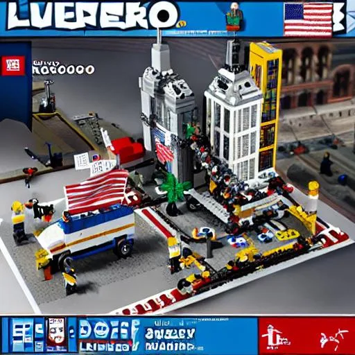 Prompt: 9/11 memorial lego set