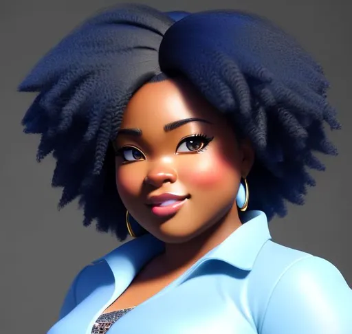 Prompt: Highly detailed, Full body, digital illustration, of chubby, black woman, with pear shaped body, with small chest, in anime style, by Kohei horikoshi , with highly detailed facial features, with accurate proportions, in hero costume, with blue hair, highly detailed, unreal engine, 2D animation, 8K UHD 