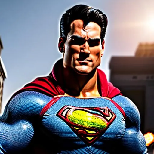 Prompt: Photorealistic Superman, Full Body Action Pose, Hyperdetailed, Intricate Detail, Highly detailed face, Detailed Hands, Bright Sun Light, Rear Lit, Deep Colors, Realism, inspired by 1990's Superman, Kriptonian, Mid-30's Superman, Clean Shaven, Body Builder