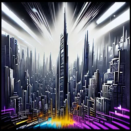 Prompt: city of dreams, barcode art