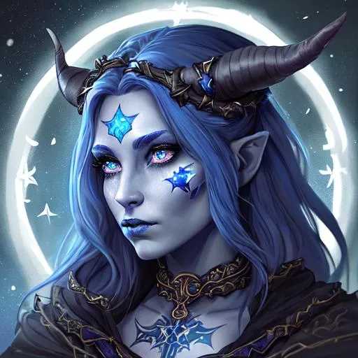 A beautiful D&D Circle of Stars Druid, character por...