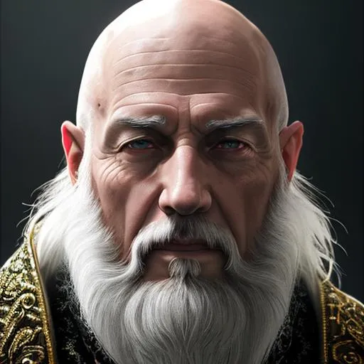 Prompt: Bald, old and necrotic wizard, fantasy, UHD, 8k, high quality, ultra quality, perfect composition, trending art, trending on artstation, sharp focus, studio photo, intricate details, cinematic lighting, special effects, hyper realism, hyper realistic, Very detailed, high detailed face, high detailed eyes, oil painting, full body