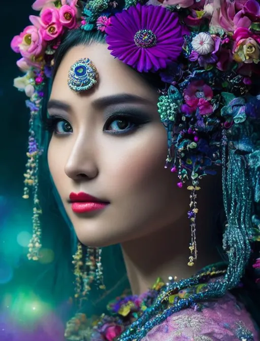 Prompt: 🌕🌌🌼🌸🌺🦄🧞‍♂️👀🌠🕉☯️, photorealistic,  hyperdetailed, beautiful, intricate, award winning national geographic photo, flowerpunk, by yoko d'holbachie,  bioluminescence,  by mark ryden, uhd 8k, cryengine 