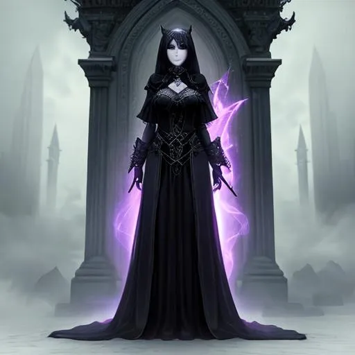 **beautiful necromancer woman in dark fantasy horror...