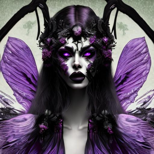 A beautiful female fallen angel with black scales, p...