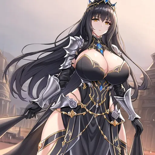 Prompt: HD 4k clear Armored Core, stunning women queen of machines raven haired women golden eyes 
Fantasy
Superhero  art of mechanical armor futuristic sleek crown shaped head, angular chest, massive and powerful hourglass hips 