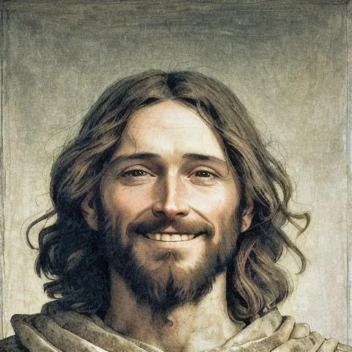 UHD Jesus Christ smiling in the style of Andrew Wyeth. | OpenArt