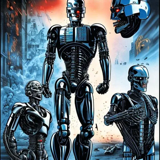Prompt: Robocop versus The Terminator