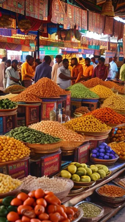 Prompt: Pandyan Kingdom market scenes Madurai