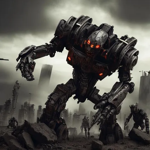 Prompt: dark robots apocalypse