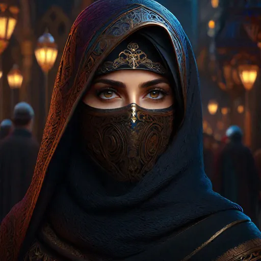 Prompt: "A portrait of a beautiful german woman wearing a niqab, detailed matte painting, deep color, fantastical, intricate detail, hyperdetailed, splash screen, complementary colors, fantasy concept art, 8k resolution trending on Artstation Unreal Engine