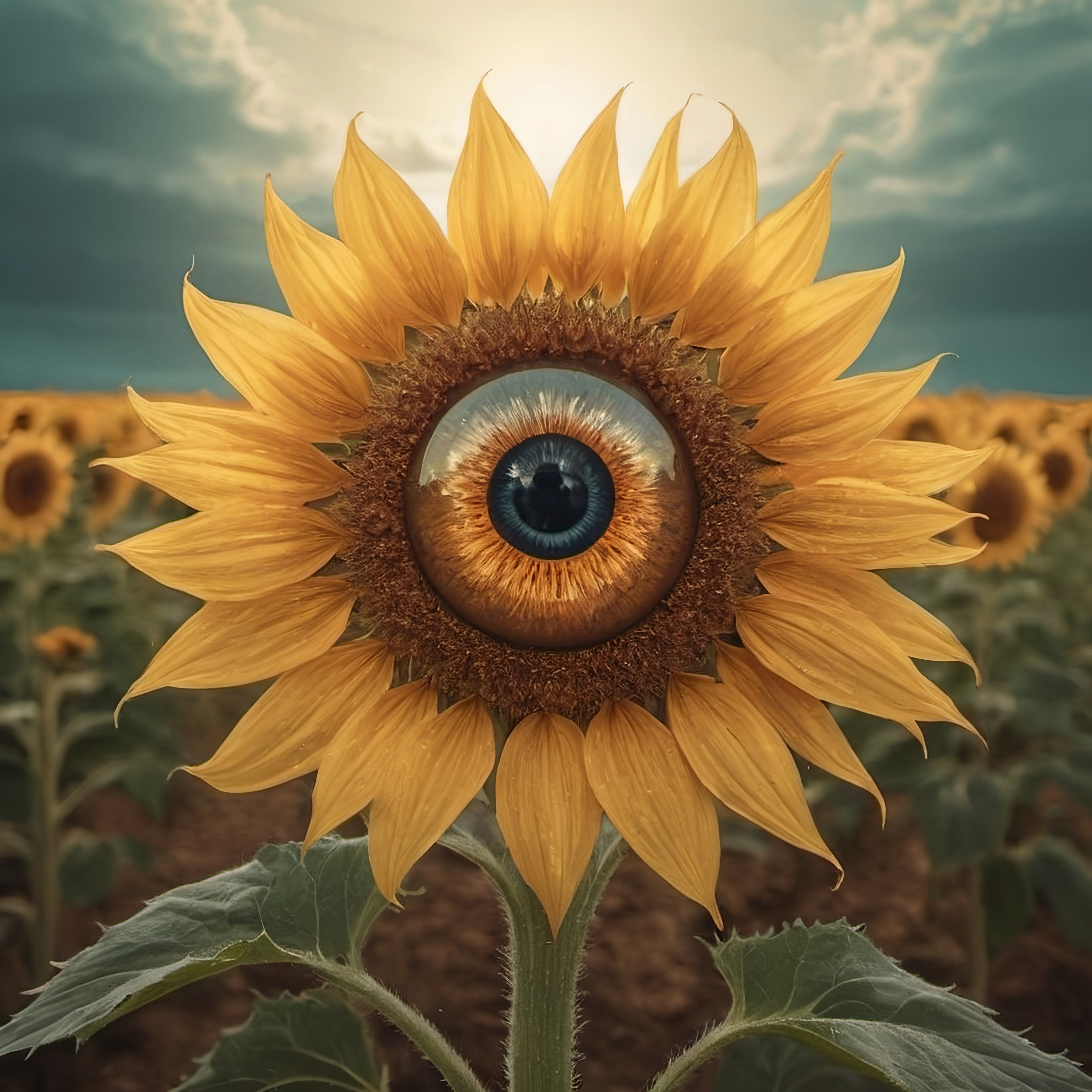 Prompt: a sunflower eye, pop surrealism, surreal photography, a surrealist sculpture