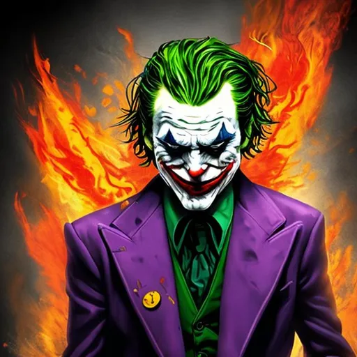 Prompt: joker on  fire 






