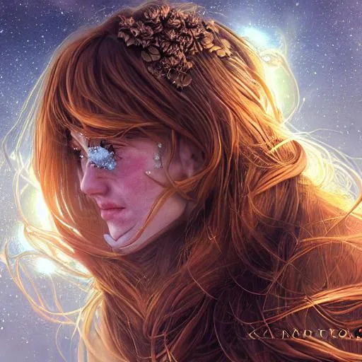 Prompt: Portrait of gorgeous maiden with light brown hair and with cute face, eyes shut {background}, orbs glowing hyperrealistic, super detailed, 8k, high quality, trending art, trending on artstation, sharp focus, studio photo, intricate details, highly detailed 