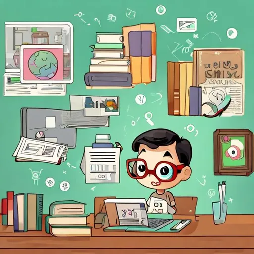 Prompt: cartoon, cute, smart, curious and researching