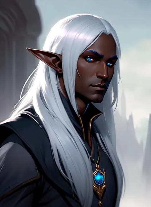 Prompt: Drow Elf, male, trending on artstation, Greg Rutkowski