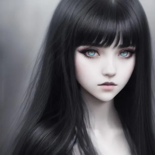 Prompt: photo, night, 1girl ,20 years old, translucent ghost girl, fading away,  long black hair, black goth makeup, stands in the void, parted bangs, etheral, highly detailed, detailed and high quality background, oil painting, digital painting, Trending on artstation , UHD, 128K,  quality, Big Eyes, artgerm, highest quality stylized character concept masterpiece, award winning digital 3d, hyper-realistic, intricate, 128K, UHD, HDR, image of a gorgeous, beautiful, dirty, highly detailed face, hyper-realistic facial features, cinematic 3D volumetric, illustration by Marc Simonetti, Carne Griffiths, Conrad Roset, 3D anime girl, Full HD render + immense detail + dramatic lighting + well lit + fine | ultra - detailed realism, full body art, lighting, high - quality, engraved | highly detailed |digital painting, artstation, concept art, smooth, sharp focus, Nostalgic, concept art,