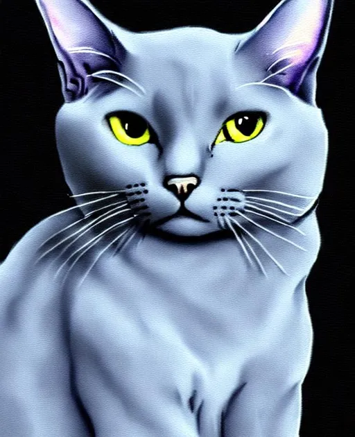 Russian Blue Cat art style, Hight detailed, beautiful OpenArt