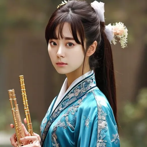 Prompt: A flutist heroine in a Korean drama series.
