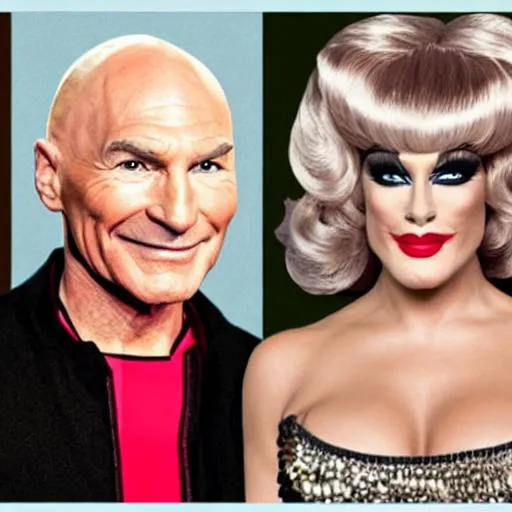 Prompt: Captain Picard as a Drag Queen