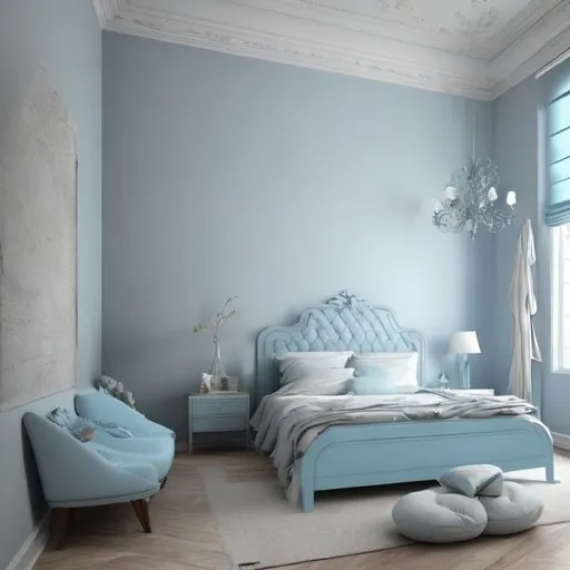 Prompt: Powder blue is one of the paler shades of blue in the spectrum. This color is similar to a lot of grey-blues, as it has a colder tone to it. The color, like sky blue, is frequently associated with calmness and serenity, and it can be very relaxing, as it’s not as vibrant as other blues.