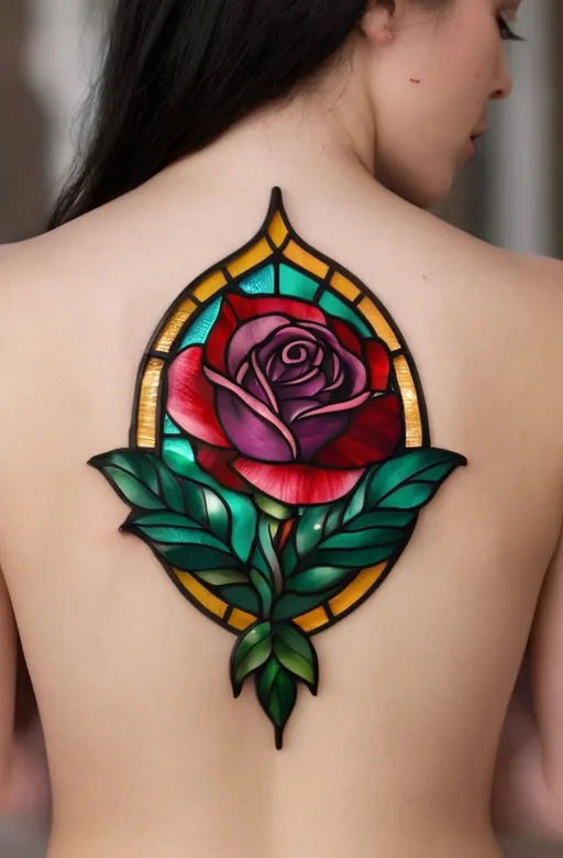 11. Stained Glass Rose Tattoos