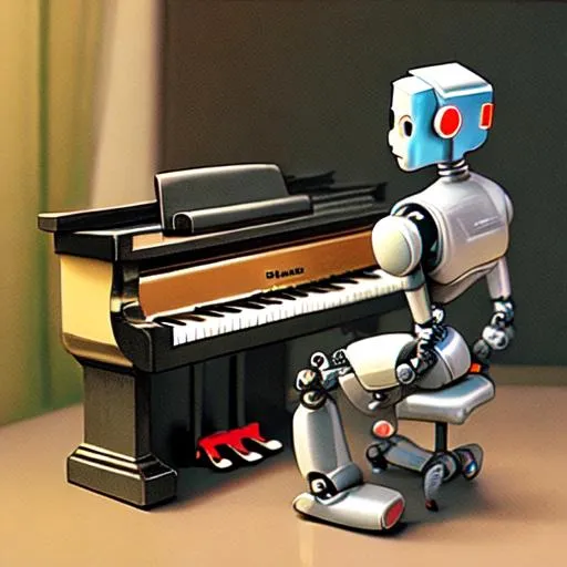 Prompt: Robot playing piano