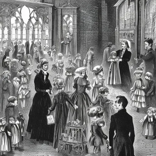 Prompt: the terrifying victorian marriage market and margaret thatcher falling apart
