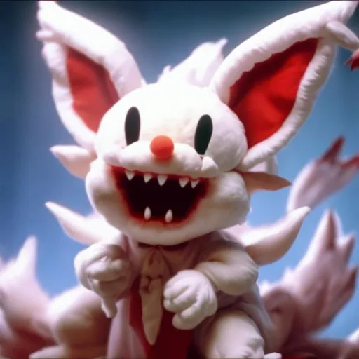 Prompt: a moogle, but it's an evil demon creature from hell