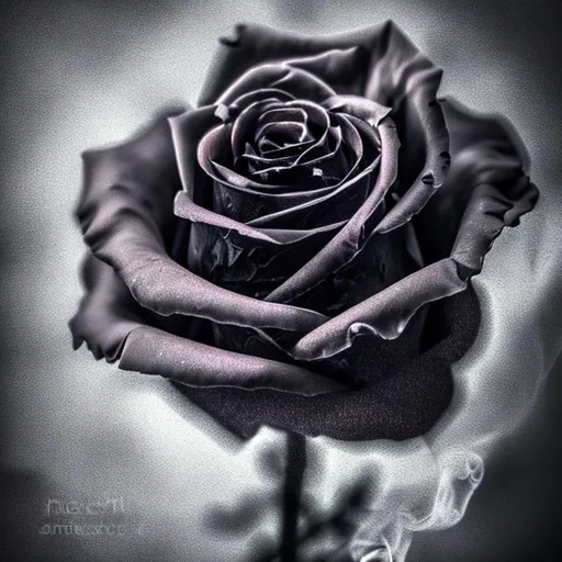 Prompt: photograph translucent black rose in shadow and smoke, uhd
