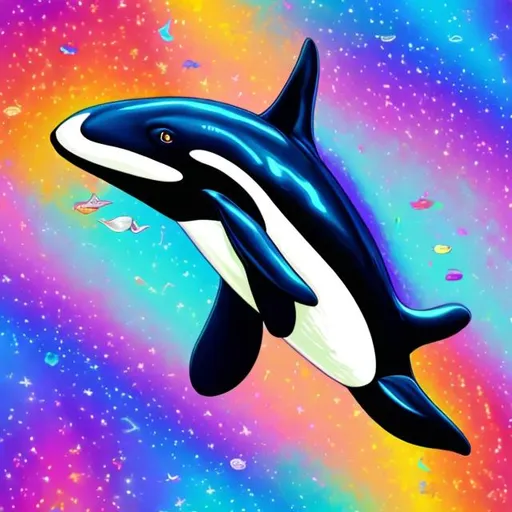Prompt: Orca whale in the style of Lisa frank