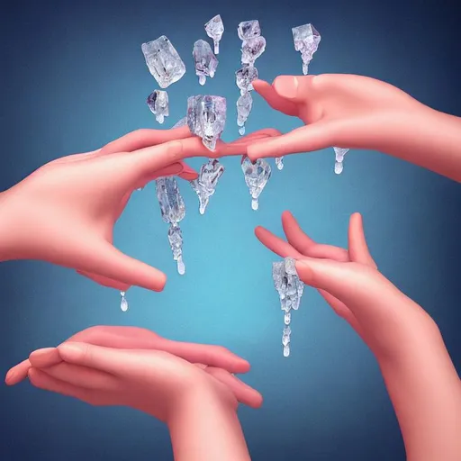 Prompt: hands holding a crystal, dripping water, no background, soft smooth lighting, soft pastel colors, skottie young, 3d blender render, polycount, modular constructivism, physically based rendering