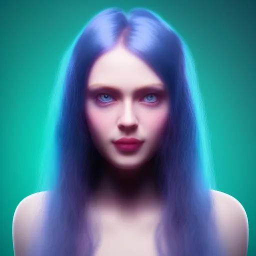 Prompt: a potrait of  aesthetically beautiful  lady long hair blue eyes neon orange ambience


