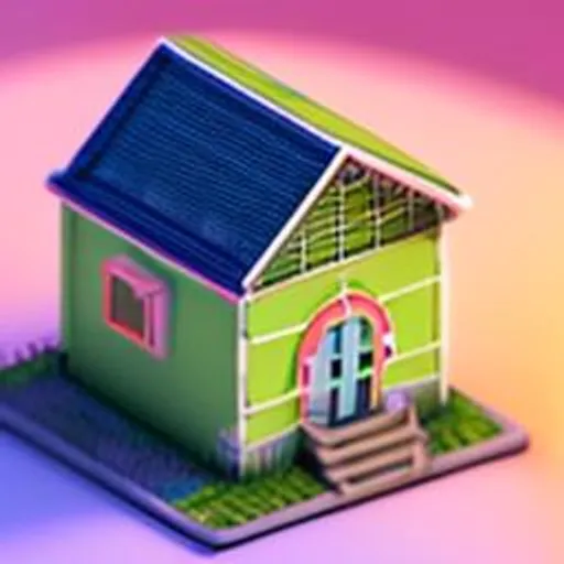 Prompt: Tiny cute isometric house, soft smooth lighting, soft colors, soft colors, 100mm lens, 3d blender render, trending on polycount, modular constructivism, blue blackground, physically based rendering, centered