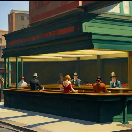 Prompt: edward hopper bar