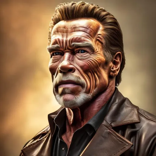 Prompt: "Prompt photo realistic colored portrait - Natural lighting and shadows - Rich textures and details - Realistic colors and proportions of {arnold schwarzenegger}, centered in frame, eyes and face facing camera, ideal human, 85mm lens,f8, photography, ultra details, natural light, light background, photo, Studio lighting, ultra high definition, 