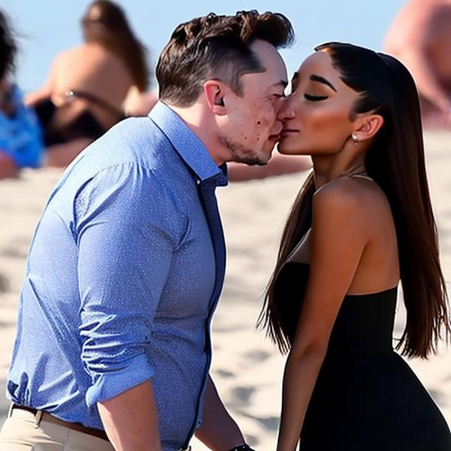 Tall Elon Musk Kissing Brunette Ariana Grande At The Openart 0887