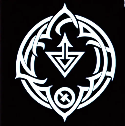 Prompt: black and white, text, magic rune. clean lines, HD, custom, symbol